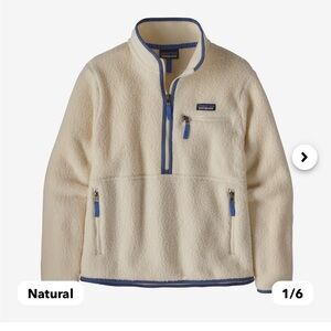 Patagonia Women’s Retro Pile Marsupial Natural Cream Quarter Zip Jacket Size L